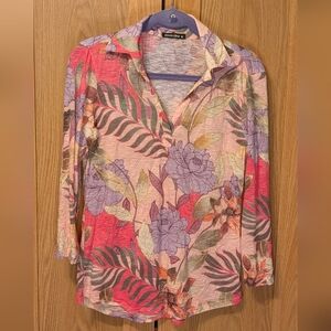 David Cline Crushed Multicolor Floral Button-Down Shirt